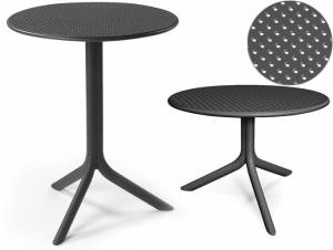 Стол пластиковый обеденный Step + Step Mini антрацит Ø605х400-765 мм