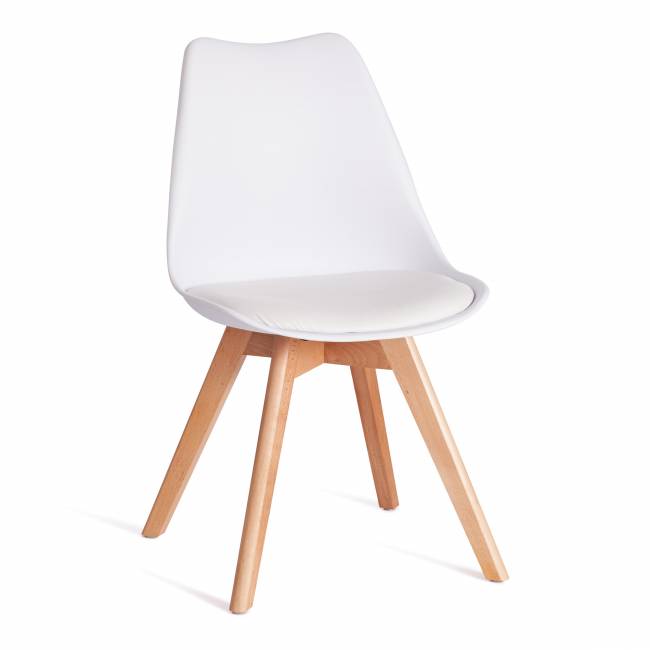 Стул TULIP (mod. 73-1) дерево/пластик/экокожа, 47,5x55x80 см, Белый (White) (Комплект из 4 шт.) Белый (White) дерево/пластик/экокожа