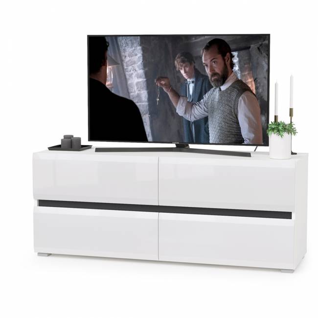 Стенка в гостиную Сидней № 17 цвет белый/чёрный/фасады МДФ белый глянец Стенка в гостиную Сидней № 17 цвет белый/чёрный/фасады МДФ белый глянец