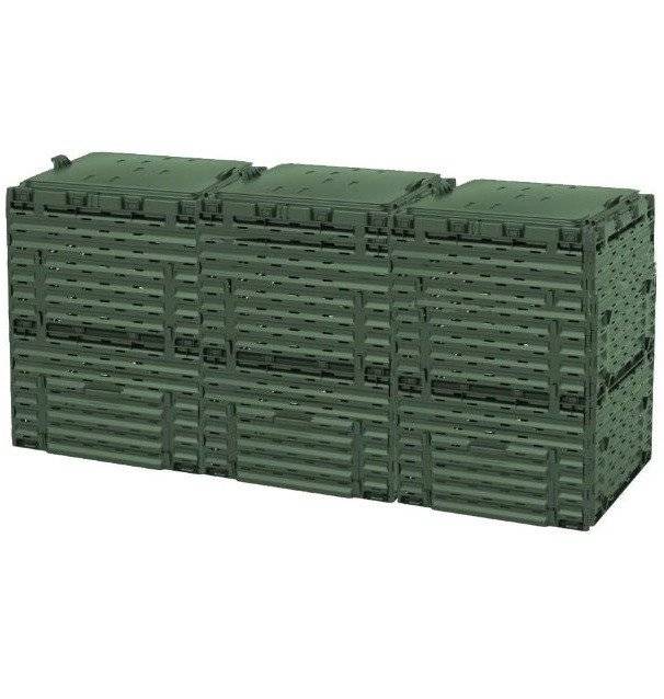 Компостер садовый 900л PITECO с крышкой K2130, K2030 зелёный (из 3-х мест)
