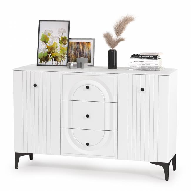 Комод с сервантом и навесной полкой Валенсия цвет белый шагрень Комод с сервантом и навесной полкой Валенсия цвет белый шагрень