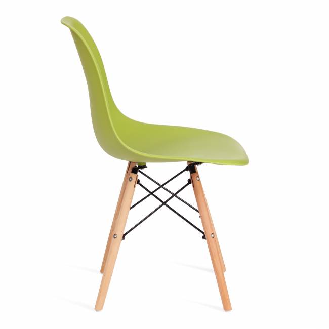 Стул CINDY (EAMES) (mod. 001) / 1 шт. в упаковке дерево бук/металл/сиденье пластик, 51x46x82.5см, оливковый 66012