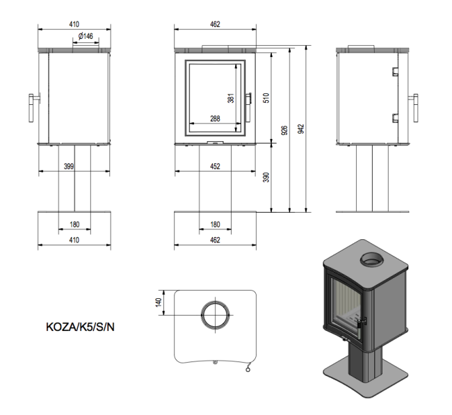 Печь Kratki KOZA/K5/S/N