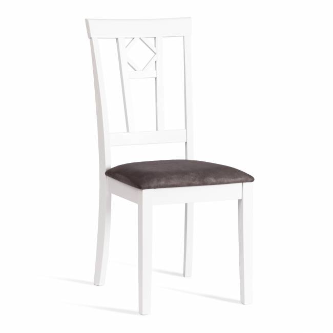 Стул Камилла сиденье мягкое (CAMILLE SOFT) дерево гевея, МДФ, 44х54х95, pure white (402) , ткань, серый (Комплект из 2 шт.) pure white (402) дерево гевея, МДФ