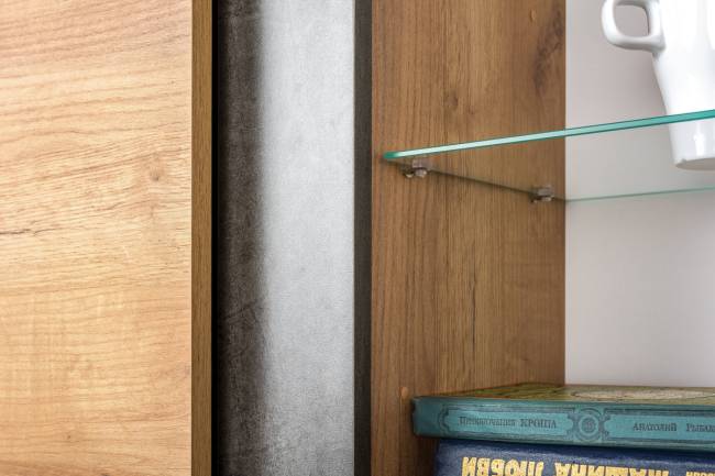 Шкаф-витрина с подсветкой Арчи 03.263 цвет дуб крафт золотой/камень тёмный Шкаф-витрина с подсветкой Арчи 03.263 цвет дуб крафт золотой/камень тёмный