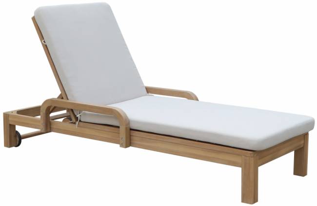 Шезлонг деревянный с матрасом Rimini натуральный, бежевый 1840х730х870 мм