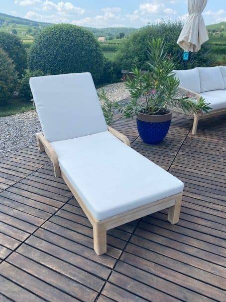 Шезлонг деревянный с матрасом Rimini натуральный, бежевый 1840х730х870 мм