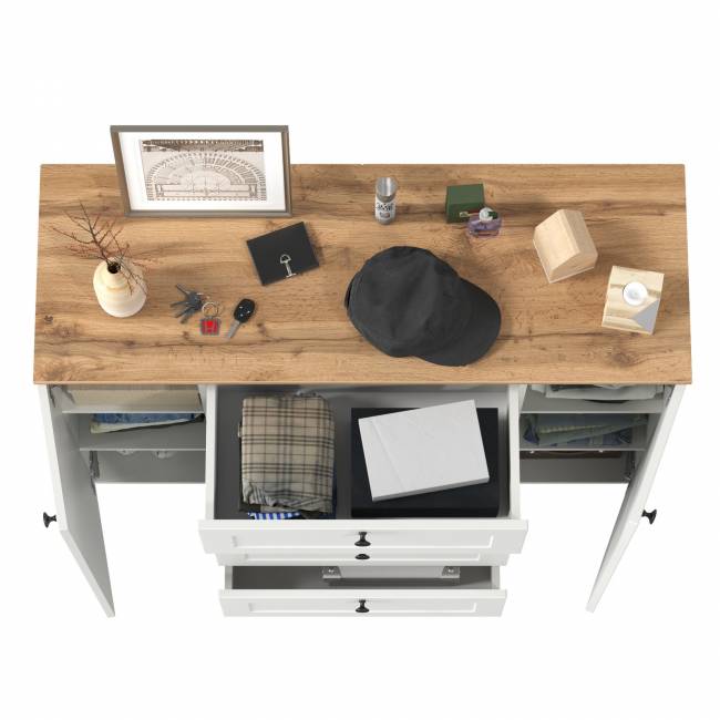 Комод Остин 16.221 цвет белый шагрень/дуб крафт золотой Комод Остин 16.221 цвет белый шагрень/дуб крафт золотой