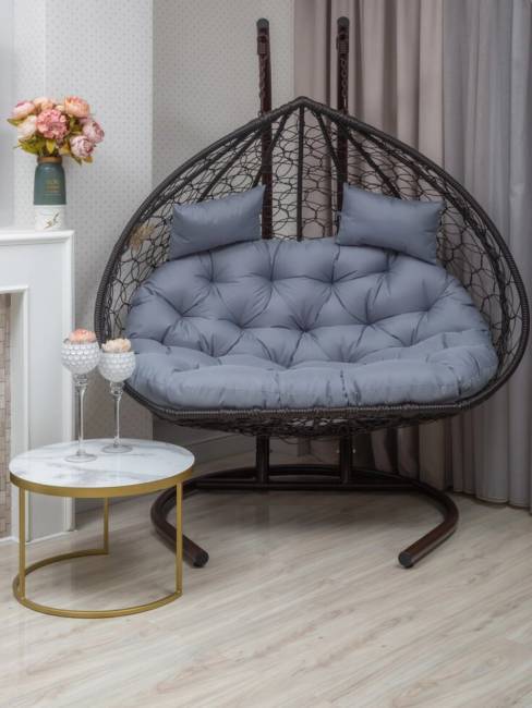 Подвесное двухместное кресло из искусственного ротанга "BUENO GRANDE", коричневый Подвесное двухместное кресло из искусственного ротанга "BUENO GRANDE", коричневый