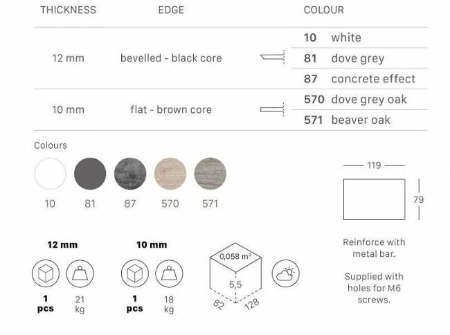 Столешница прямоугольная для подстолья Tiffany состаренный серый дуб 1200х800х10 мм