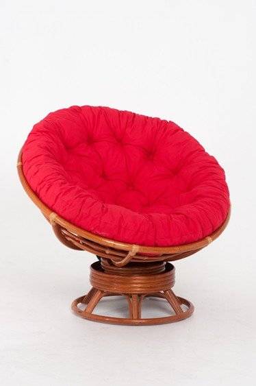 Кресло-качалка "PAPASAN"   коньяк с механизмом красная подушка