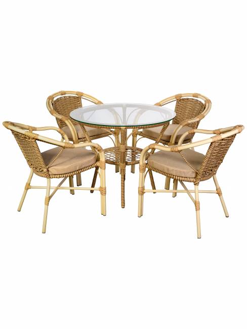 Стол Bali (Бали) из искусственного ротанга, слоновая кость