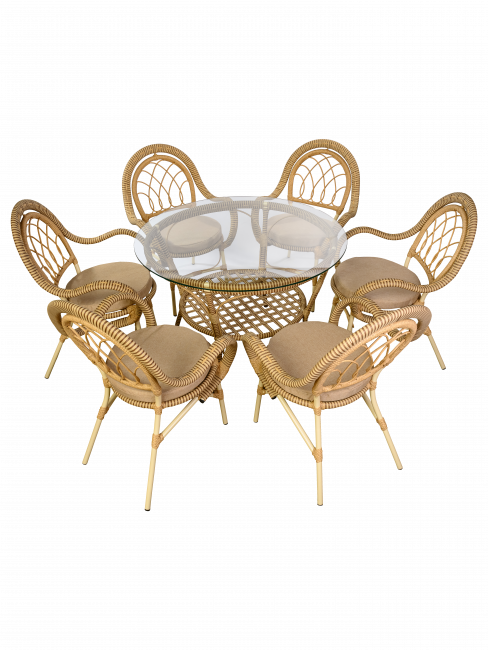 Комплект из искусственного ротанга Java (Ява)-6 (цвет: слоновая кость) Комплект из искусственного ротанга Java (Ява)-6 (цвет: слоновая кость)