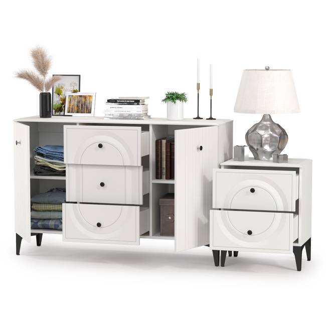 Комод Валенсия 13.309 с тумбой прикроватной цвет белый шагрень Комод Валенсия 13.309 с тумбой прикроватной цвет белый шагрень