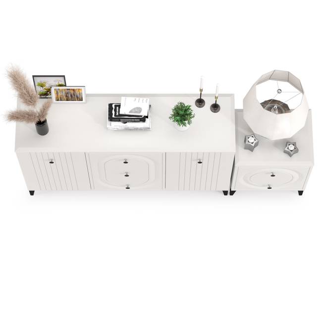 Комод Валенсия 13.309 с тумбой прикроватной цвет белый шагрень Комод Валенсия 13.309 с тумбой прикроватной цвет белый шагрень