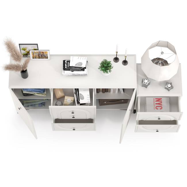 Комод Валенсия 13.309 с тумбой прикроватной цвет белый шагрень Комод Валенсия 13.309 с тумбой прикроватной цвет белый шагрень