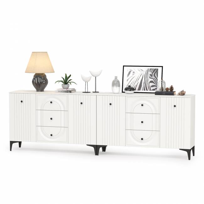 Два Комода Валенсия можно использовать как ТВ-тумбу цвет белый шагрень Два Комода Валенсия можно использовать как ТВ-тумбу цвет белый шагрень