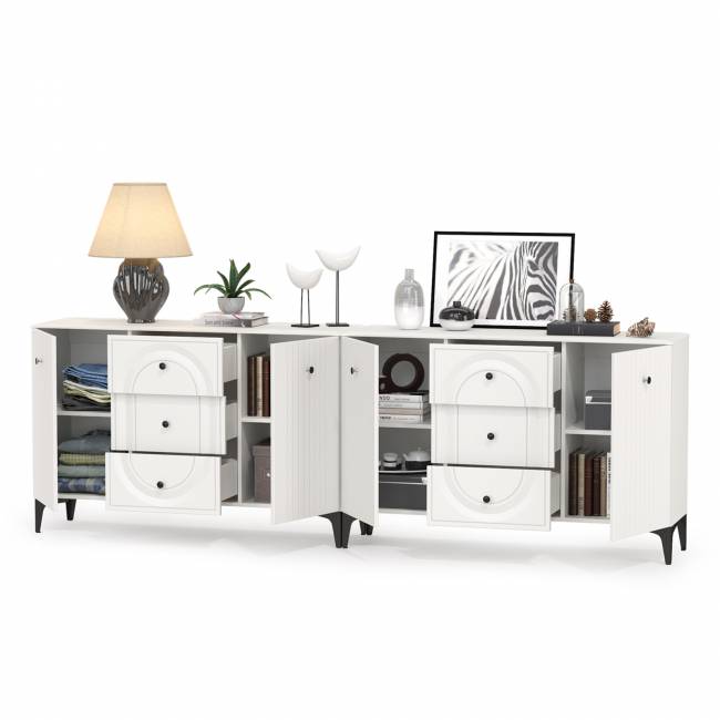 Два Комода Валенсия можно использовать как ТВ-тумбу цвет белый шагрень Два Комода Валенсия можно использовать как ТВ-тумбу цвет белый шагрень