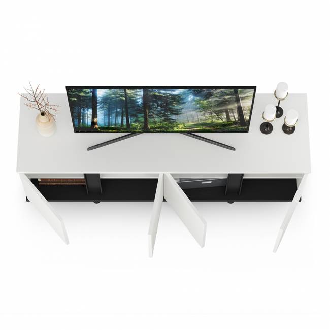 Тумба под ТВ Квадро 13.276 цвет белый шагрень/чёрный