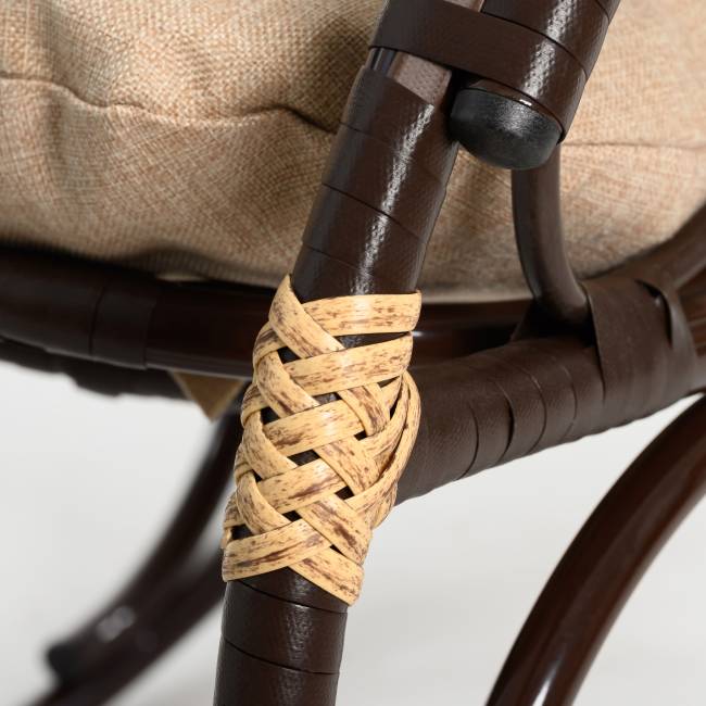 Кресло качалка с подножкой из искусственного ротанга, орех, разборное