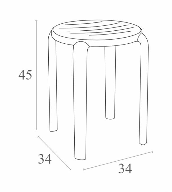 Табурет пластиковый Tom 45 бежевый 340х340х450 мм