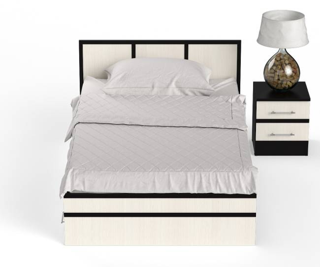 Кровать с ящиками 1200 с тумбой Сакура цвет венге/дуб лоредо Кровать с ящиками 1200 с тумбой Сакура цвет венге/дуб лоредо