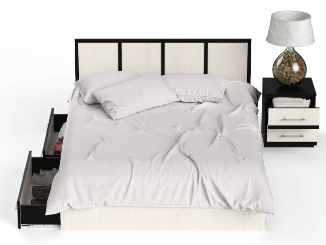 Кровать с ящиками 1400 с тумбой Сакура цвет венге/дуб лоредо Кровать с ящиками 1400 с тумбой Сакура цвет венге/дуб лоредо