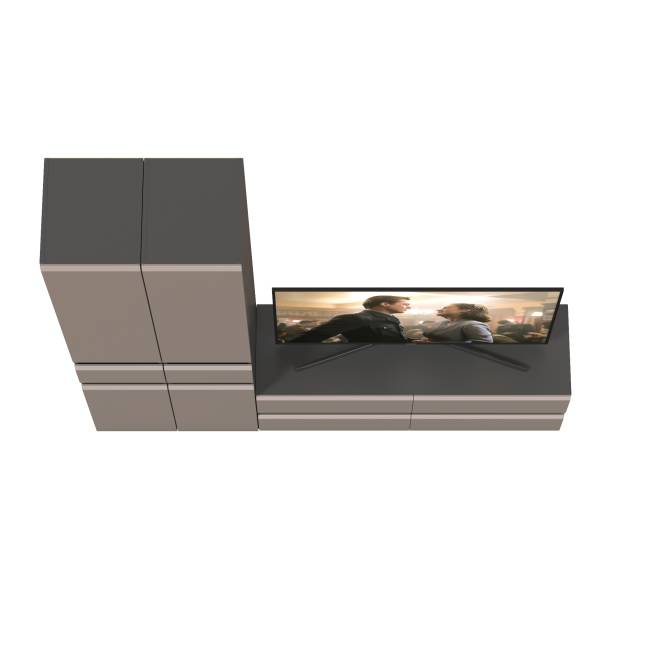 Два шкафа с ящиками и тумба под ТВ Сидней цвет антрацит/МДФ веллюто капучино Два шкафа с ящиками и тумба под ТВ Сидней цвет антрацит/МДФ веллюто капучино