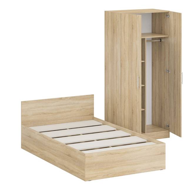 Кровать односпальная 1200 со шкафом для одежды 2-х створчатым Стандарт цвет дуб сонома