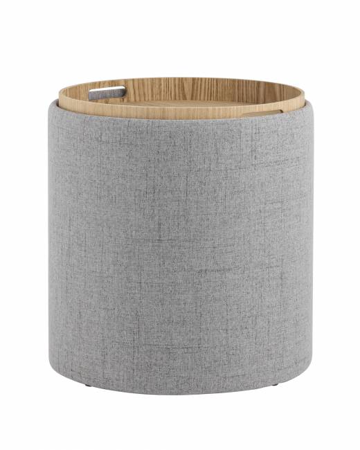 Пуф-столик с ящиком Хюгге S рогожка серый