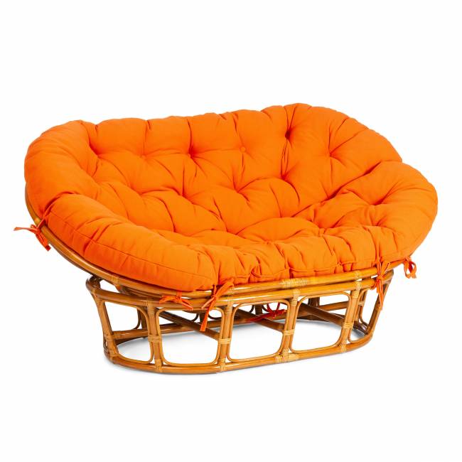 Диван MAMASAN/МАМАСАН 23/02 W /с подушкой/ подушка 182х119 см, 169х102х80 см, Pecan (орех), ткань, оранжевый, С 23 Pecan (орех)