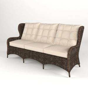 Диван "Малага Классик", из искусственного ротанга, коричневый, белый