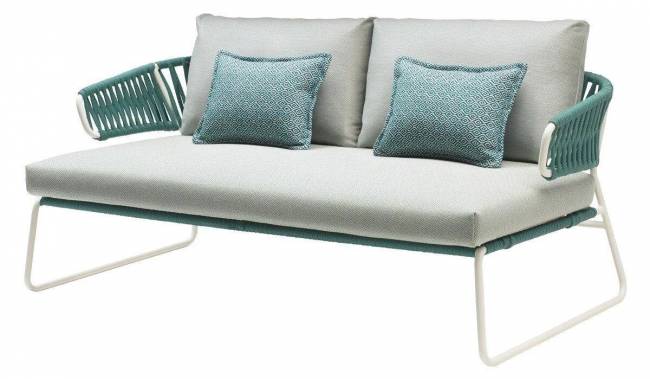 Диван плетеный с подушками Lisa Sofa Filo лен, ментоловый, лед 1700х820х750 мм