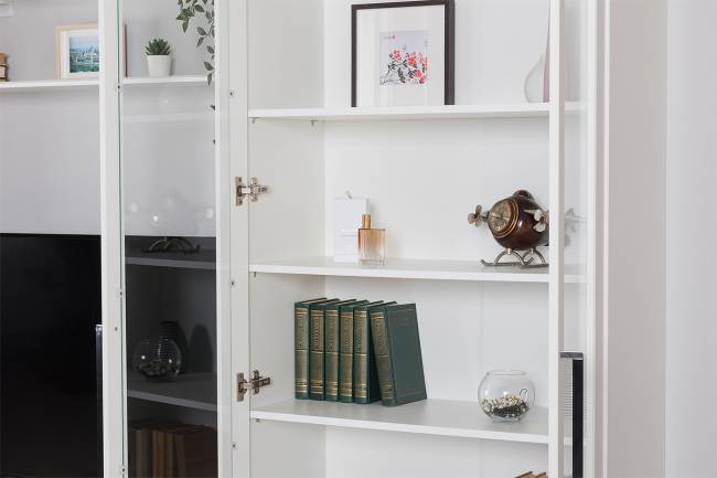 Два серванта и тумба под аппаратуру Валенсия цвет белый шагрень Два серванта и тумба под аппаратуру Валенсия цвет белый шагрень