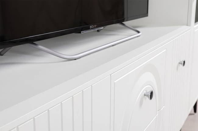 Два серванта и тумба под аппаратуру Валенсия цвет белый шагрень Два серванта и тумба под аппаратуру Валенсия цвет белый шагрень