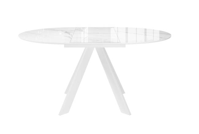 Стол DikLine SFC110 d1100 стекло Оптивайт Белый мрамор/подстолье белое/опоры белые Стол DikLine SFC110 d1100 стекло Оптивайт Белый мрамор/подстолье белое/опоры белые