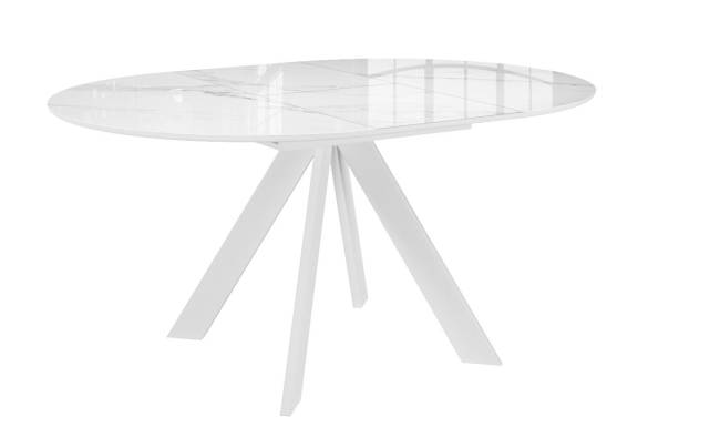 Стол DikLine SFC110 d1100 стекло Оптивайт Белый мрамор/подстолье белое/опоры белые Стол DikLine SFC110 d1100 стекло Оптивайт Белый мрамор/подстолье белое/опоры белые