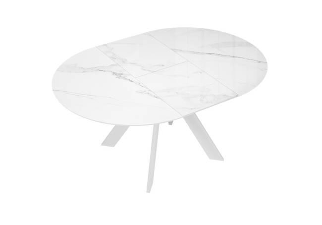 Стол DikLine SFC110 d1100 стекло Оптивайт Белый мрамор/подстолье белое/опоры белые Стол DikLine SFC110 d1100 стекло Оптивайт Белый мрамор/подстолье белое/опоры белые