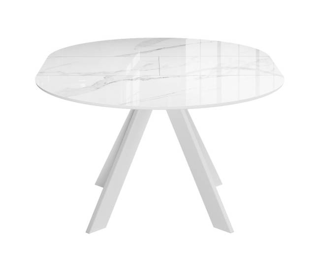 Стол DikLine SFC110 d1100 стекло Оптивайт Белый мрамор/подстолье белое/опоры белые Стол DikLine SFC110 d1100 стекло Оптивайт Белый мрамор/подстолье белое/опоры белые