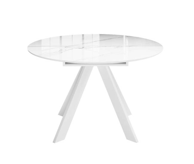 Стол DikLine SFC110 d1100 стекло Оптивайт Белый мрамор/подстолье белое/опоры белые Стол DikLine SFC110 d1100 стекло Оптивайт Белый мрамор/подстолье белое/опоры белые