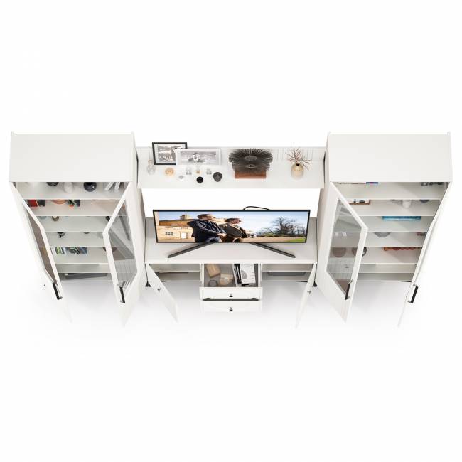 Два широких серванта и ТВ-тумба Валенсия цвет белый шагрень Два широких серванта и ТВ-тумба Валенсия цвет белый шагрень