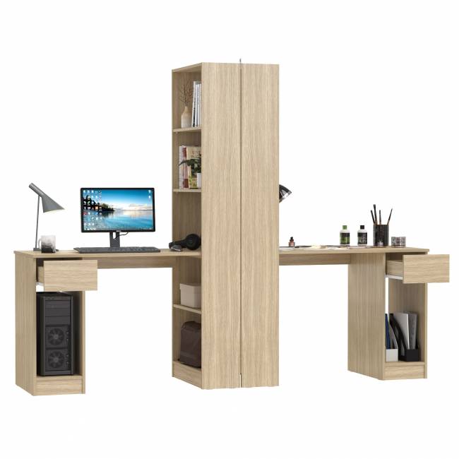 Комбинированные шкафы Лайт 10.01 с письменными столами с ящиком цвет плэйн