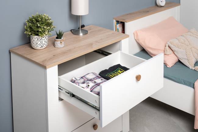 Комод три ящика Джастин 16.228.03 цвет белый шагрень/дуб белый эксклюзив