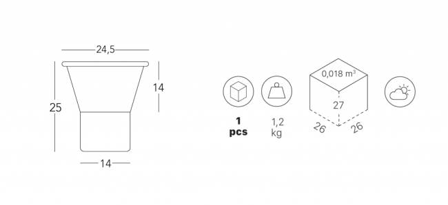 Ваза для цветов Mimosa лен, тортора Ø245х250 мм