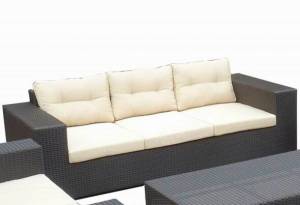 Диван 3-х местный "Ланта" из искусственного ротанга, черный, коричневый, белый