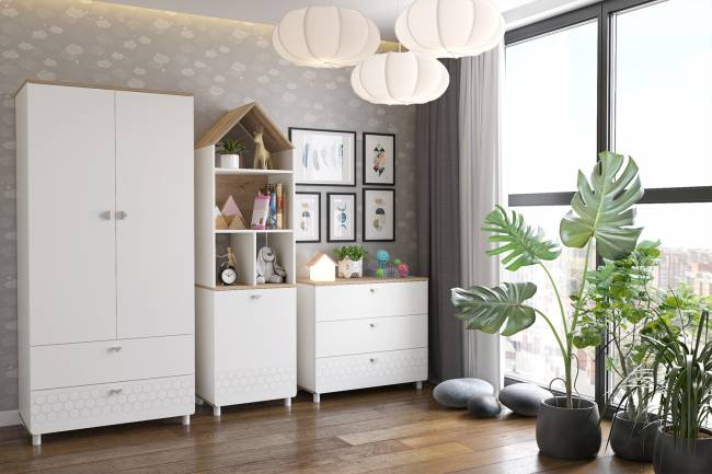 Стеллаж для детской Эйп 13.14 цвет белый/дуб белый