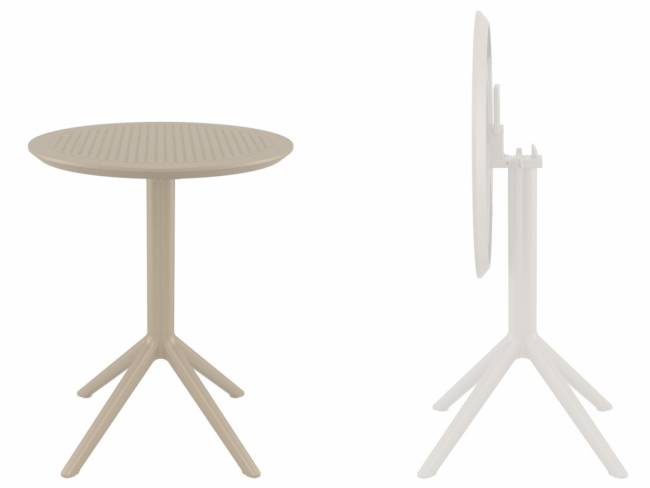 Стол пластиковый складной Sky Folding Table Ø60 бежевый Ø600х740 мм
